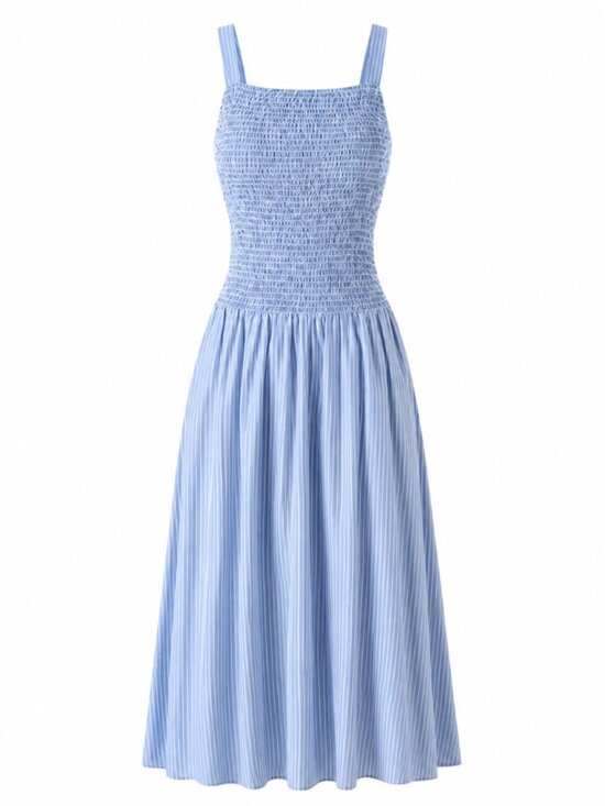 OGL Dresses & Skirts - *NWOT* OGLmove Blue/White Striped Poplin Square Neck Midi Bra Dress – Medium
